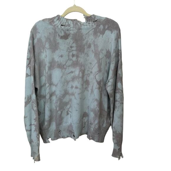 Lulu's Tie Dye Distressed Sweater Womens Oversized Small Blue Purple Pullover - Picture 3 of 8